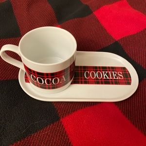Cocoa Cup and Cookie Plate Set (and “Santa stop here” mug)